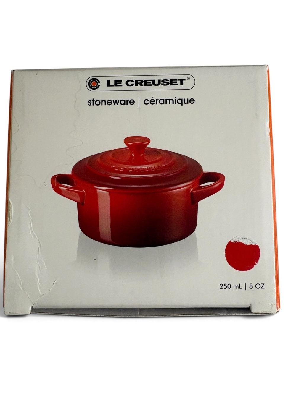 NWT Le Creuset Red Stoneware Mini Cocotte with Handles